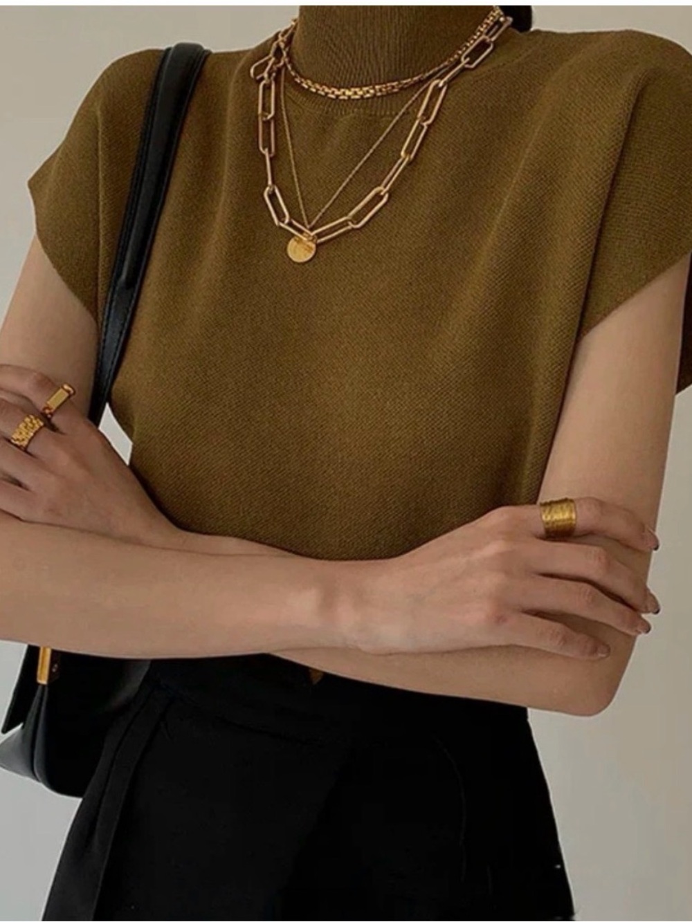 Commense Olive Brown Sleeveless Knit Tank Top